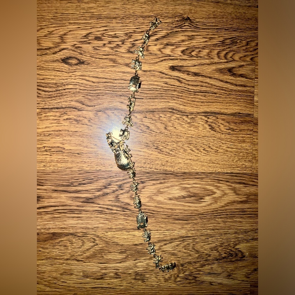 Vintage Plated Noah's Ark Charm Necklace 90s vtg animals ark Christian cross - Picture 16 of 16